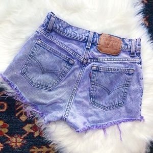 LEVI VINTAGE HIGHWAISTED HAND DYED DENIM SHORTS